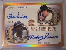 2023 Bronx Legacy LOU PINIELLA, MICKEY RIVERS Ring Team 1978 Dual AUTO #rd 17/20