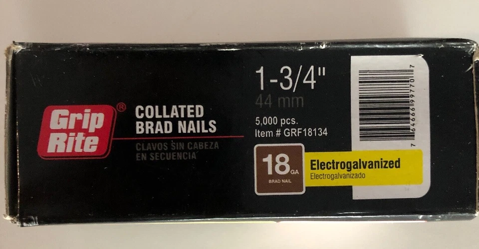 (Caja de 5.000) Grip Rite calibre 18 1-3/4" acabado galvanizado Brad GRF18134 Foto 1 de 1