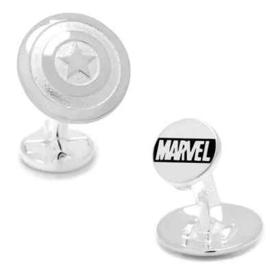Abotoaduras de prata esterlina 3D Captain America Shield - Imagem 1 de 4