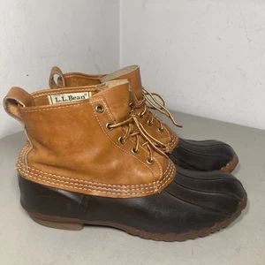 LL BEAN Maine Hunting Shoe Duck Boot Size 8 Vintage 5" Tall Brown - Picture 1 of 9
