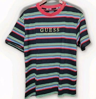 Vtg GUESS Los Angeles Mens Small Striped T Shirt Original Designed In California - Image 1 of 4
