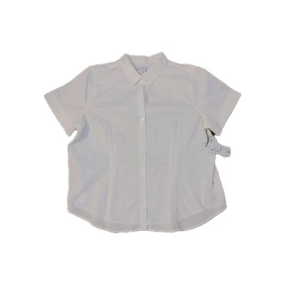 NUEVA Blusa Liz Claiborne Blanca Camisa Abotonada Manga Corta Cuello Para Mujer XXL Foto 1 de 4