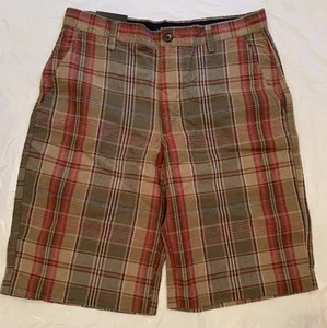 Banana Republic Green/Tan Linen Blend Men's Plaid Shorts 31x11 - Picture 1 of 8