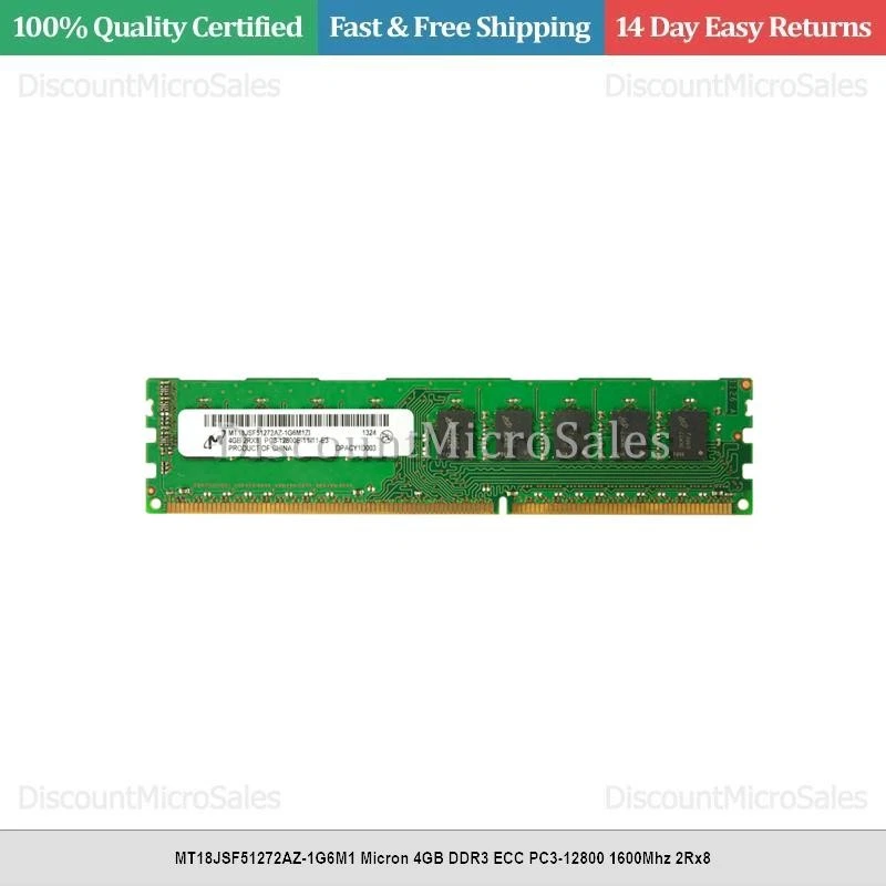 MT18JSF51272AZ-1G6M1 Micron 4GB DDR3 ECC PC3-12800 1600Mhz 2Rx8 - Image 1 of 1