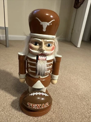University Texas Longhorns Football 9” Nutcracker Christmas Holiday Decoration - Image 1 of 4