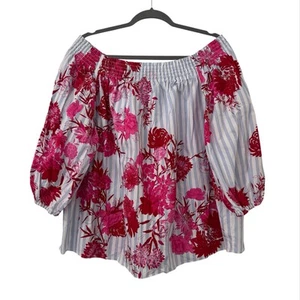 INC International Concepts Womens Off The Shoulder Top XXL Pink Floral Vacation - Picture 1 of 4