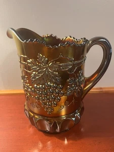 Northwood Grapes And Cable Carnival Glass Pitcher-early 1900’s-Stunning! - Picture 1 of 8