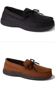 Cozy Mountain Men's Microsuede Moccasin in Black / Chestnut | Indoor/Outdoor NIB - Picture 1 of 14