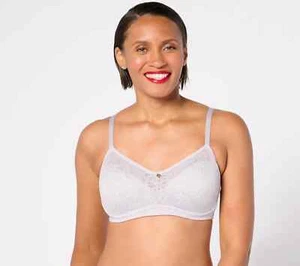 Breezies Lace Elegance Unlined Wirefree Support Bra Raindrop,38 C A647775 - Picture 1 of 1