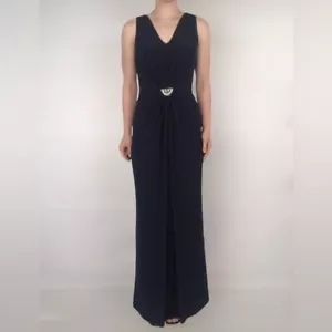 Abito da sera Lauren Ralph Lauren maxi strass blu navy taglia 8 - Foto 1 di 8