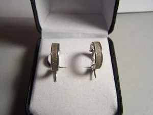 VINTAGE ITALY DESIGNER SAND DUST CRYSTALS STERLING SILVER HOOP EARRINGS  - Picture 1 of 8