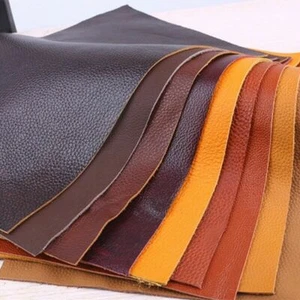 30X60cm Real Genuine Leather Fabric Sheet Scrap Lychee Pattern Cowhide Leather - Picture 1 of 29