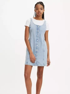 NEW Levi's Jean Denim Dress Short Light Wash Women's XL Button Front Y2K Pockets - Picture 1 of 13