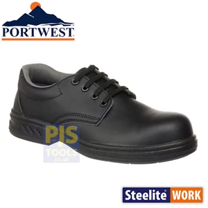Portwest Steelite FW80 Herren Schwarz Mikrofaser Sicherheitsschuhe Arbeit Stahlkappe - Bild 1 von 2