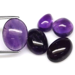 26.24 CT. Unheated 5Pcs Purple Brazil Amethyst Mix Cabochon - Picture 1 of 4