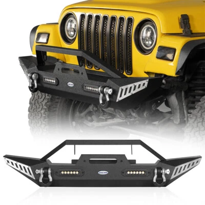 Parachoques delantero todoterreno Rock Crawler con 2 luces LED para Jeep Wrangler YJ TJ 87-06 Foto 1 de 4