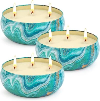 3 Wick Soy Wax Lemongrass Candle Set Outdoor Decorative 36oz Scented Jar Candle - Image 1 of 4