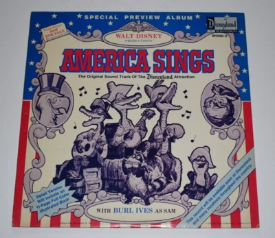 Disney AMERICA SINGS Record BURL IVES LP Wond-3 1974 Press Promo WLP white label - Image 1 of 4