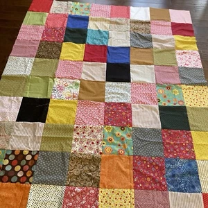Handmade Machine Sewn Quilt Top Multicolor 10” Blocks Unfinished 74X94 QD31 - Picture 1 of 18