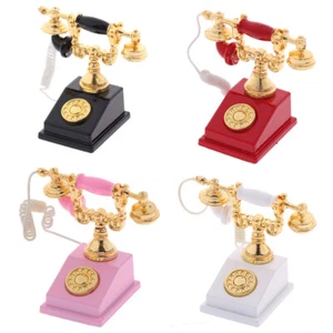 1:12 Old-Fashioned Rotary Phone Telephone w/Receiver Miniature Dollhouse Gift## - Picture 1 of 20