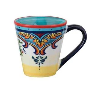 Euro Ceramica Zanzibar Stoneware Hand-Painted Mugs Colorful Cup - Picture 1 of 1