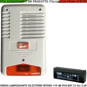Sirena Lampeggiante Esterna Allarme Led Stato Impianto Antifurto Batteria 12V2Ah - Foto 1 di 6