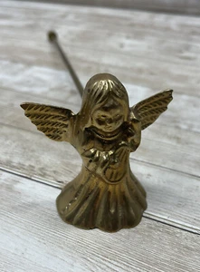 Vintage Brass Angel Cherub w/Harp Candle Snuffer w/Copper Handle 10 1/2" Long - Picture 1 of 6
