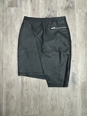 Falda Miss Selfridge Imitación Cuero Asimétrica Forrada Bolsillo Cremallera Para Mujer EE. UU. 4 NUEVA CON ETIQUETAS Foto 1 de 4