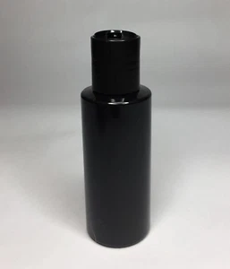 50ml PET Plastic Black Cylindrical Bottles & Black Disc Top Cap *ANY AMOUNT* - Picture 1 of 3