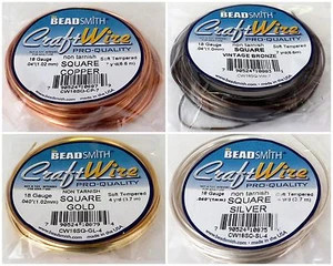 SQUARE Craft Wire BeadSmith 18 gauge - Picture 1 of 15
