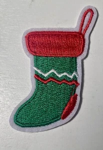 Iron-on Patch Christmas Stocking Holly 2” - Picture 1 of 2