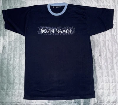 Surf Style Tshirt 100% Cotton “South Beach” Blue Men’s Size XL Made In Peru - Image 1 of 4