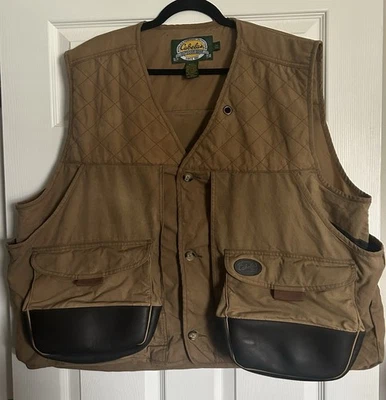 Cabela’s Men’s XXL Utility Vest Tan Hunting Fishing Outdoor  Cotton/Leather - Image 1 of 4