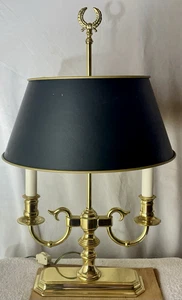FRENCH BRASS BOUILLOTTE LAMP BAROQUE TOLE METAL SHADE NEOCLASSICAL CANDLESTICK - Picture 1 of 24