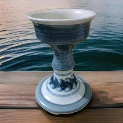 Joba Stamford Cornish Studio Pottery Stoneware Vase Blue and White C.1970s - Image 1 of 4