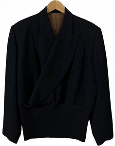 Vintage 1988 Jean Paul Gaultier Rib Docking Wool Knit Jacket Size 48 Black - Picture 1 of 9