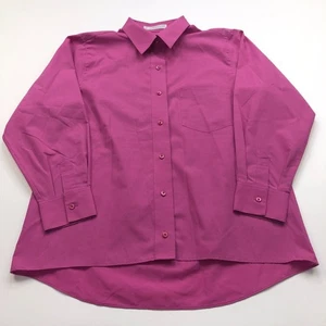 Foxcroft Wrinkle Free 10 Purple Pink Button Long Sleeve Collared Dress Shirt - Picture 1 of 8