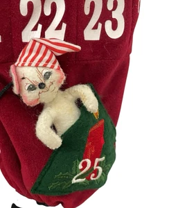 Calendario de Adviento Annalee Vintage Santa Claus Navidad Cuenta Regresiva 2002 Terciopelo Rojo - Imagen 1 de 9