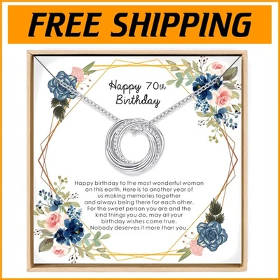 Минималистский 70-й день рождения ожерелье - 925 серебро подарок для мамы, бабушки или сестры - Изображение 1 из 4