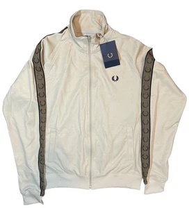 Fred Perry Oatmeal/Ivory Contrast Tape Full-Zip Track Jacket J5557 323 S65 NWT M - Picture 1 of 5