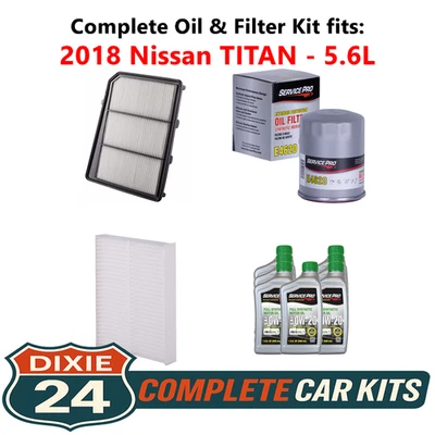 2018 Nissan TITAN 5.6L Complete Cabin, Air & Oil Filter Kit (0W-20) Foto 1 de 4