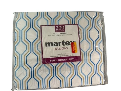 Conjunto completo de lençóis Martex 200 fios cama rica em algodão estúdio acabamento macio novo - Imagem 1 de 2
