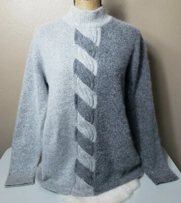 Suéter de Colección Segue Colorblock Grande Cable Seda Mezcla Angora Cuello Simulado-Talla S Foto 1 de 4