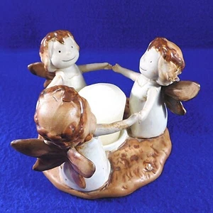 Engel Freundschaft Kerzenring Windlicht Teelichthalter 3 Keramik Engel - Bild 1 von 4