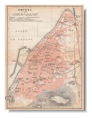 IZMIR Esmirna SMYRNA 1911 mapa original TURQUÍA Turquía Foto 1 de 4