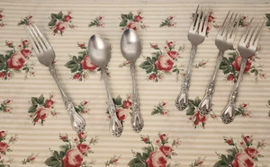 Rogers Co Precious Rose Stainless Flatware Silverware 6 PCS- FORKS, SPOONS - Picture 1 of 6