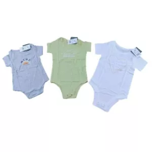 Body bambino nuovo con etichetta set 3 morbido cotone manica corta grigio, giallo e bianco - Foto 1 di 13