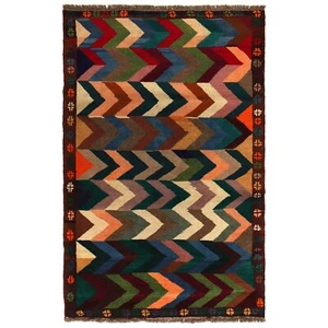 Handmade Afghan New Baluchi Living Room Area Wool Carpet 3' 9 x 6' 0 ft - W27314 - Picture 1 of 8