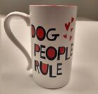 Dog People Rule Ceramic Mug Tall Coffee Cup Red White Blue 12 Oz W /Red Hearts