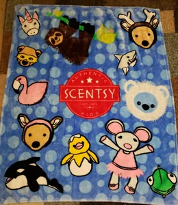 Scentsy Buddy Kids Throw Blanket Blue Polka Dots Circles Animals - Picture 1 of 5
